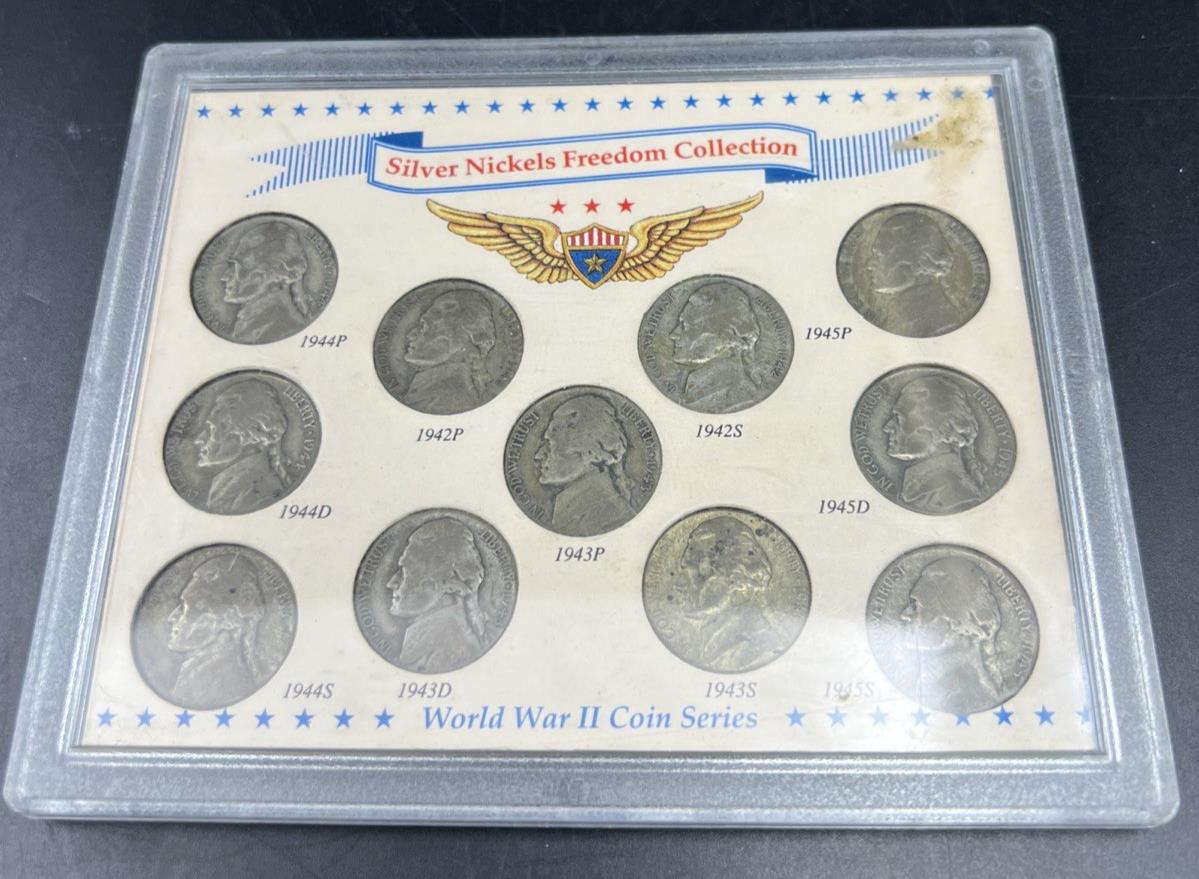 1942 1943 1944 1945 Complete 11 Coin US 35% Silver War Nickel Coin Freedom Set