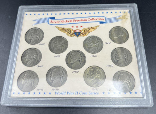 1942 1943 1944 1945 Complete 11 Coin US 35% Silver War Nickel Coin Freedom Set