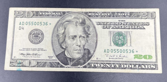 1996 $20 FRN Federal Reserve Star * Replacement Note Neat Serial Number #0550053