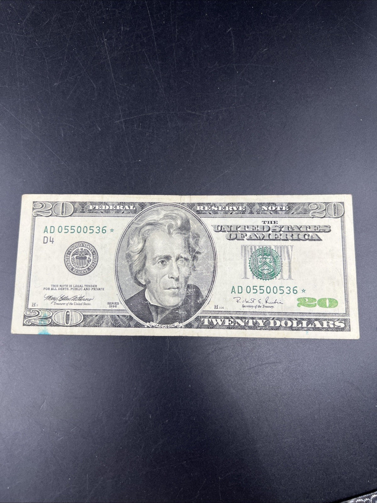 1996 $20 FRN Federal Reserve Star * Replacement Note Neat Serial Number #0550053