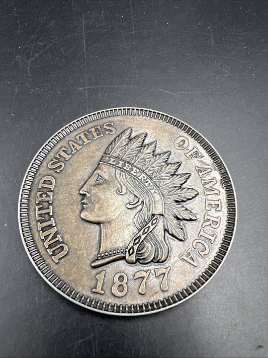 Large 3 Inch Novelty Coin/Coaster/Paperweight 1877 Indian Cent Design