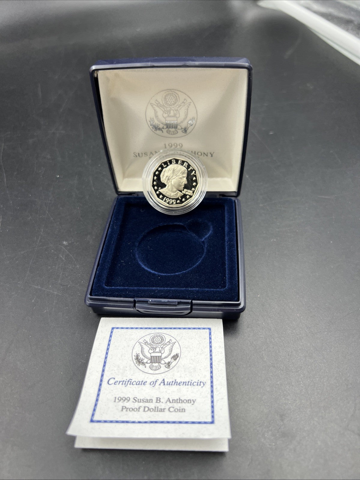 1999 P $1 Gem Proof Susan B Anthony Dollar Coin In US Mint OGP Box & COA