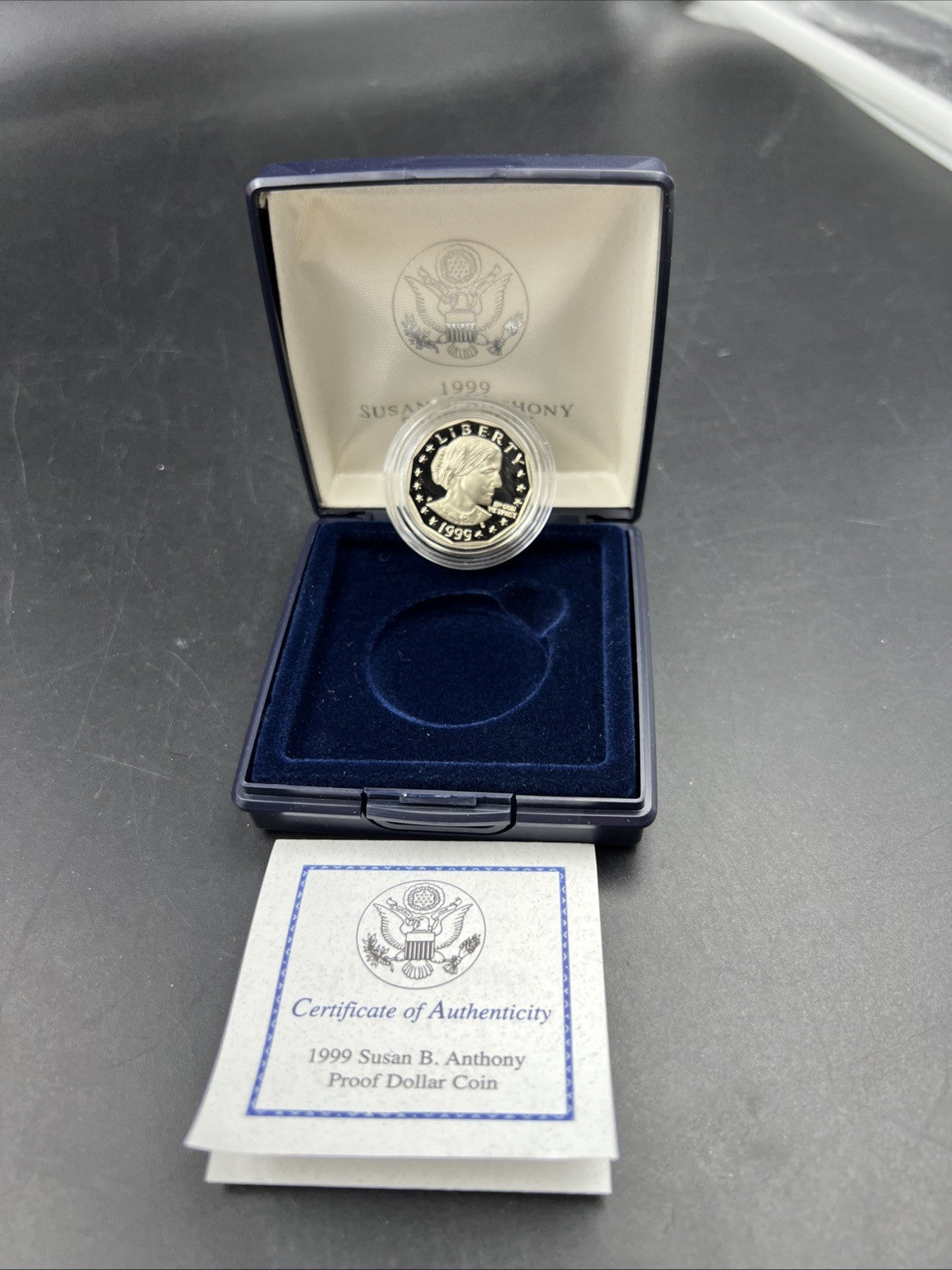 1999 P $1 Gem Proof Susan B Anthony Dollar Coin In US Mint OGP Box & COA