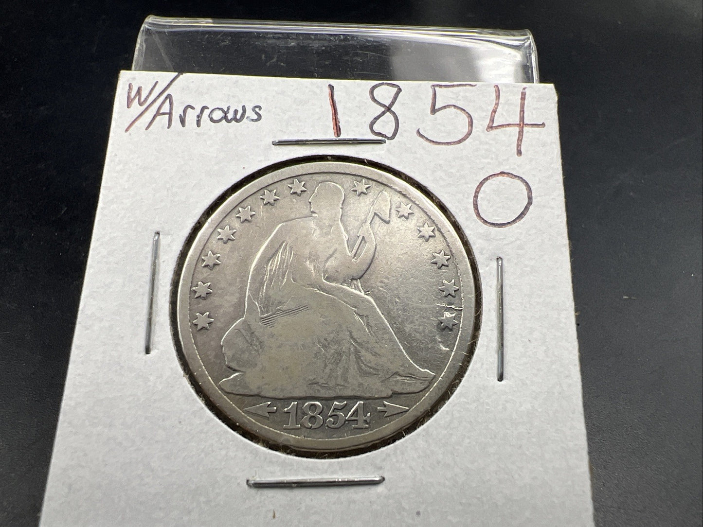 1854 O Liberty Seated Half Dollar CH VG / Fine Major Strike Doubling + Die Crack