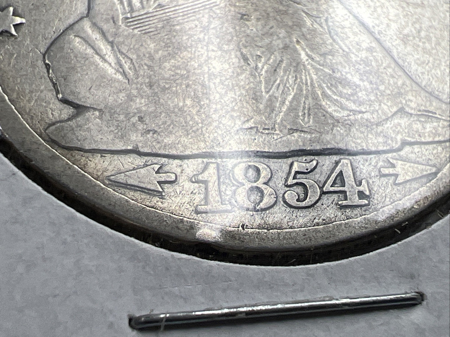 1854 O Liberty Seated Half Dollar CH VG / Fine Major Strike Doubling + Die Crack