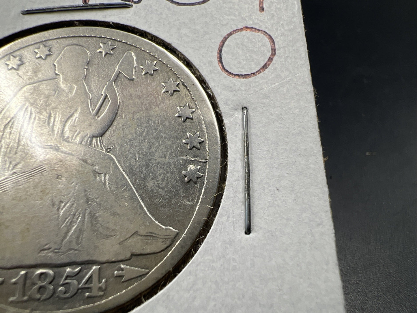 1854 O Liberty Seated Half Dollar CH VG / Fine Major Strike Doubling + Die Crack