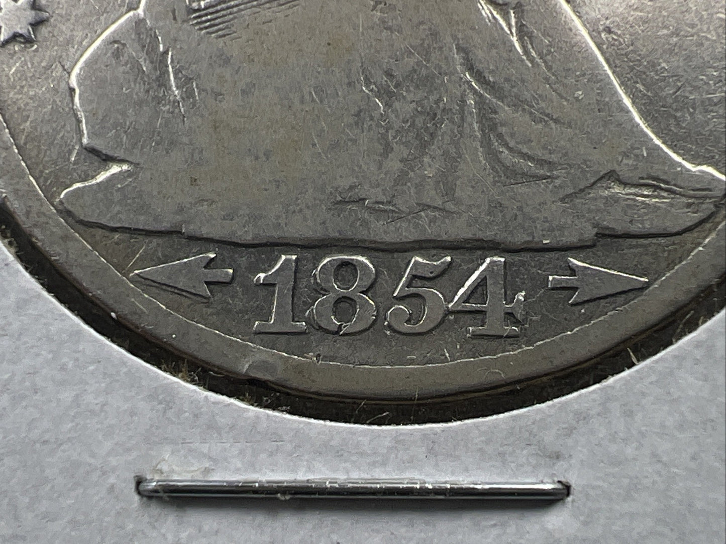 1854 O Liberty Seated Half Dollar CH VG / Fine Major Strike Doubling + Die Crack