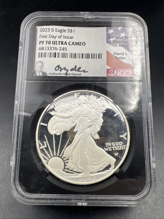 2023 S 1 oz Proof ASE American Silver Eagle Coin NGC PF70 Ryder Signature
