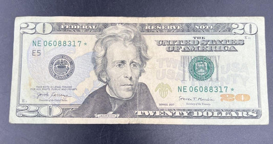 2017 $20 FRN Federal Reserve Star * Replacement Note Neat Serial Number #317