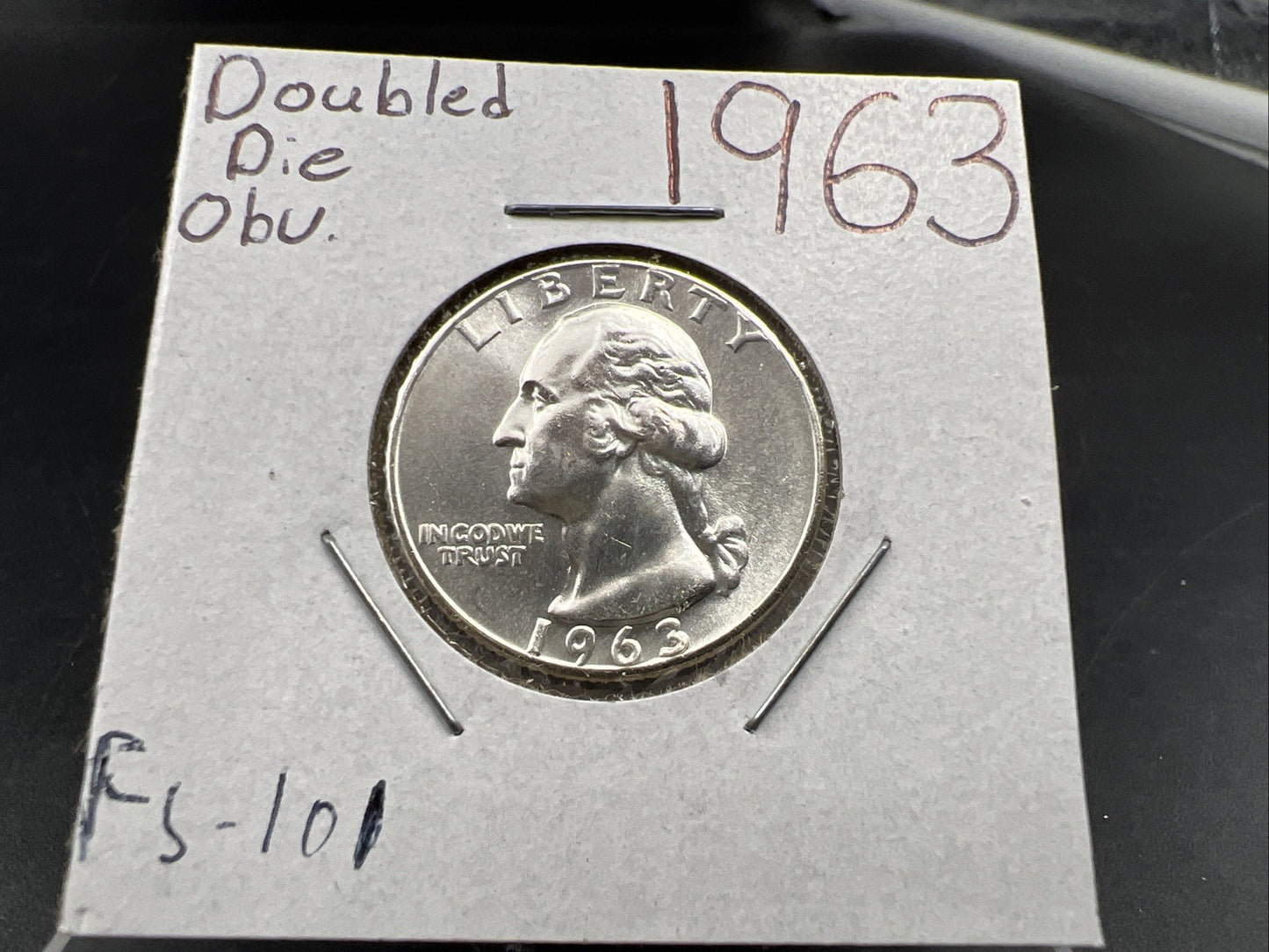 1963 25c Washington Silver Quarter Coin Choice BU UNC FS-101 Double Die Obverse