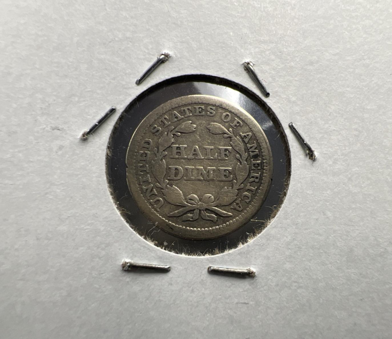 1853 5c Seated Liberty Silver Half Dime Coin with Arrows VG / Fine Circ