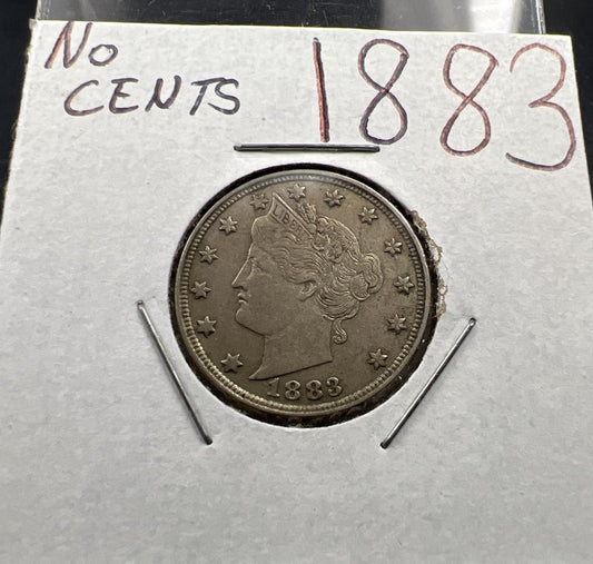 1883 No Cents Liberty V Nickel Variety Coin Choice XF EF Extra Fine Circ