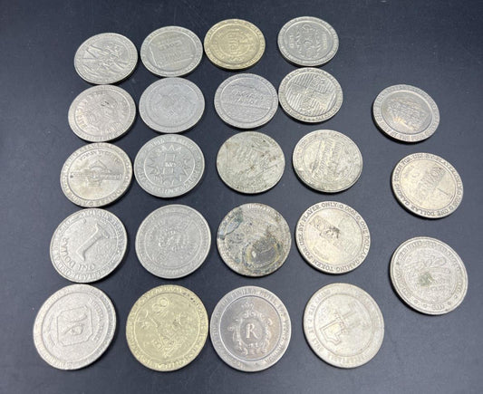 Lot of 23 $1 Casino Gaming Tokens Metal Very Circulated Conditions SKU#A