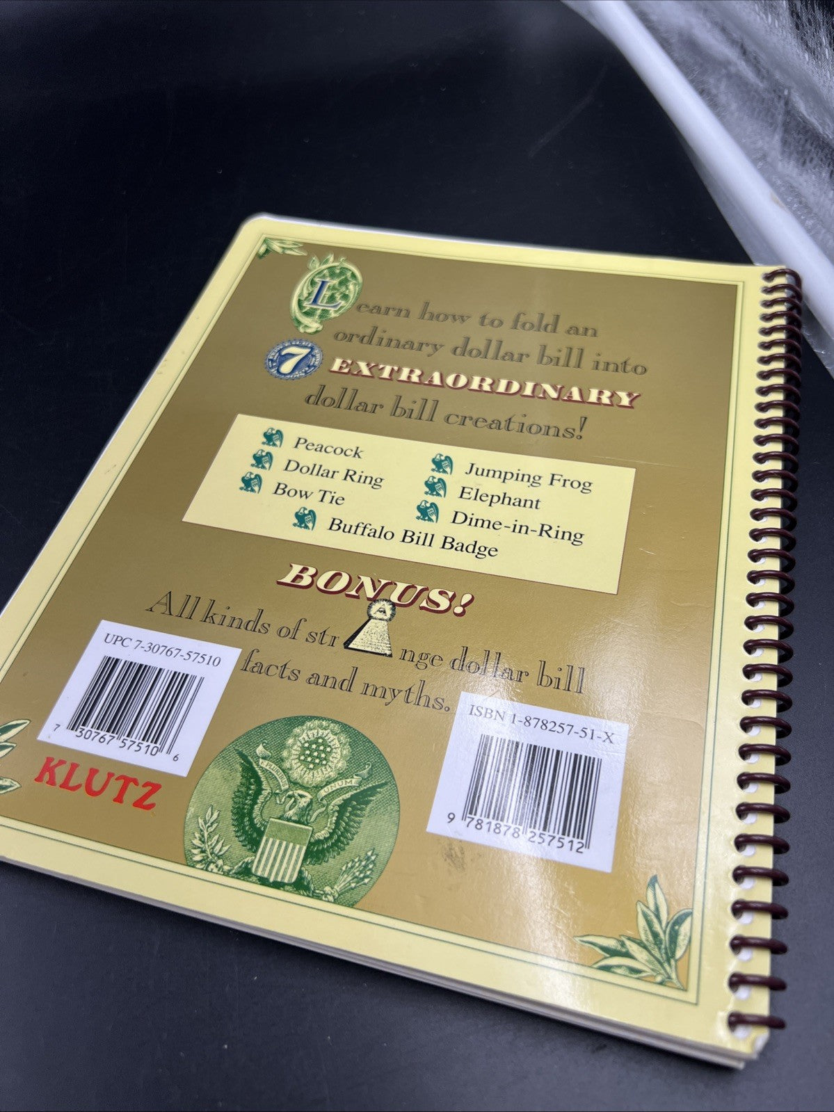 Klutz The Buck Book Dollar Origami And Additional Hobby Ideas Used