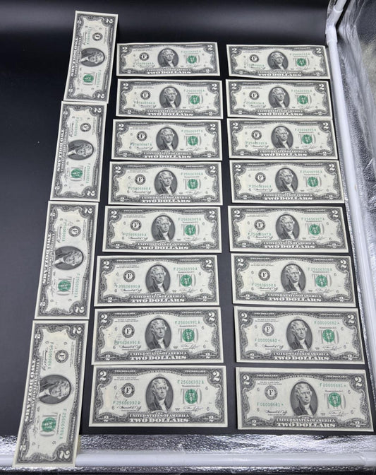 Pack of 50 Bills 1976 Postal $2 Two Dollar FRN Federal Reserve Notes CH AU - CU