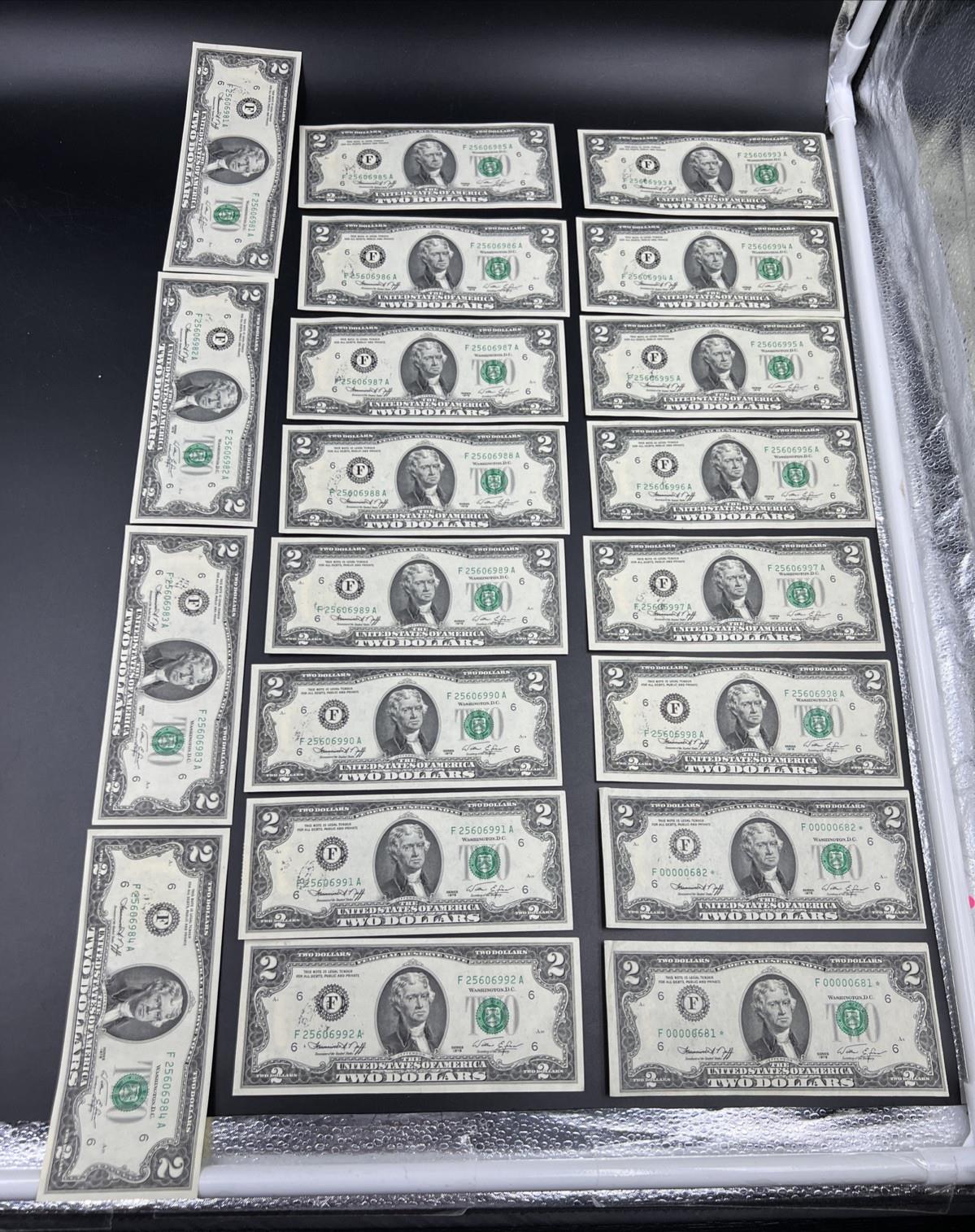 Pack of 50 Bills 1976 Postal $2 Two Dollar FRN Federal Reserve Notes CH AU - CU