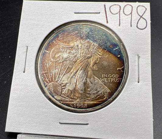 1998 1 Oz American Silver Eagle Gem BU UNC Nice Toning Toner SKU#G
