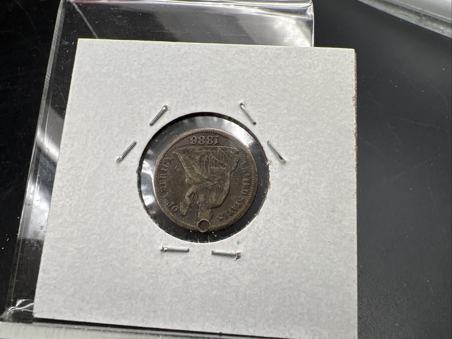F C Monogram Initials Love Token on 1886 10c Liberty Silver Dime Seated CH Circ
