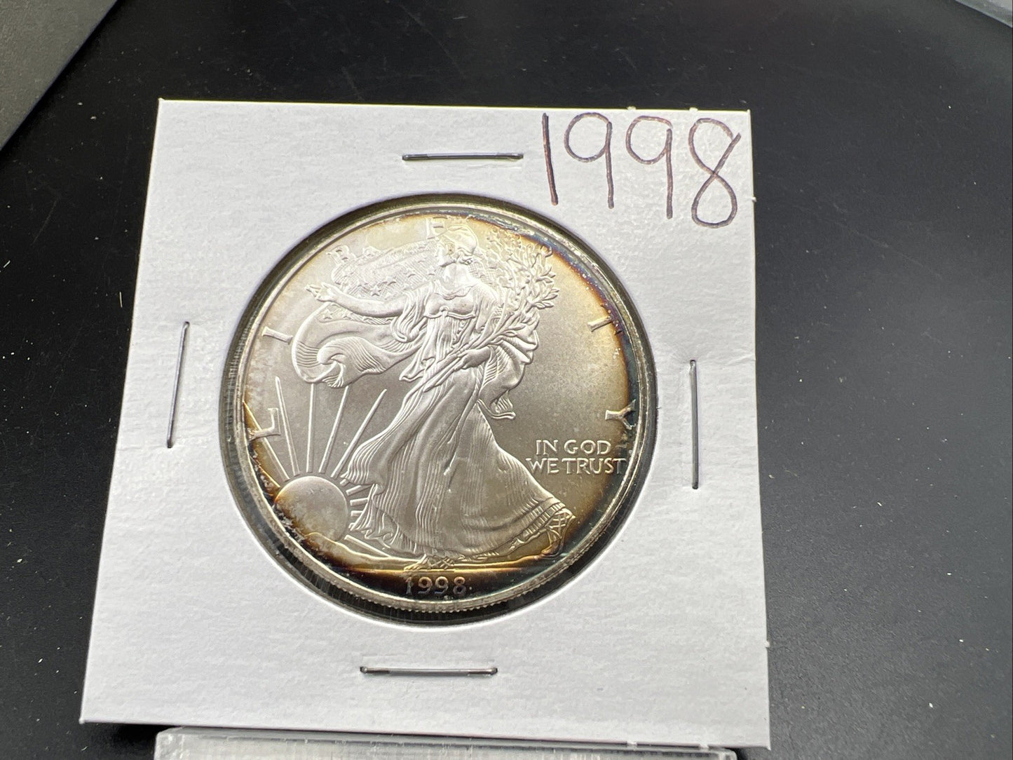 1998 1 Oz American Silver Eagle Gem BU UNC Neat Toning Toner SKU#A