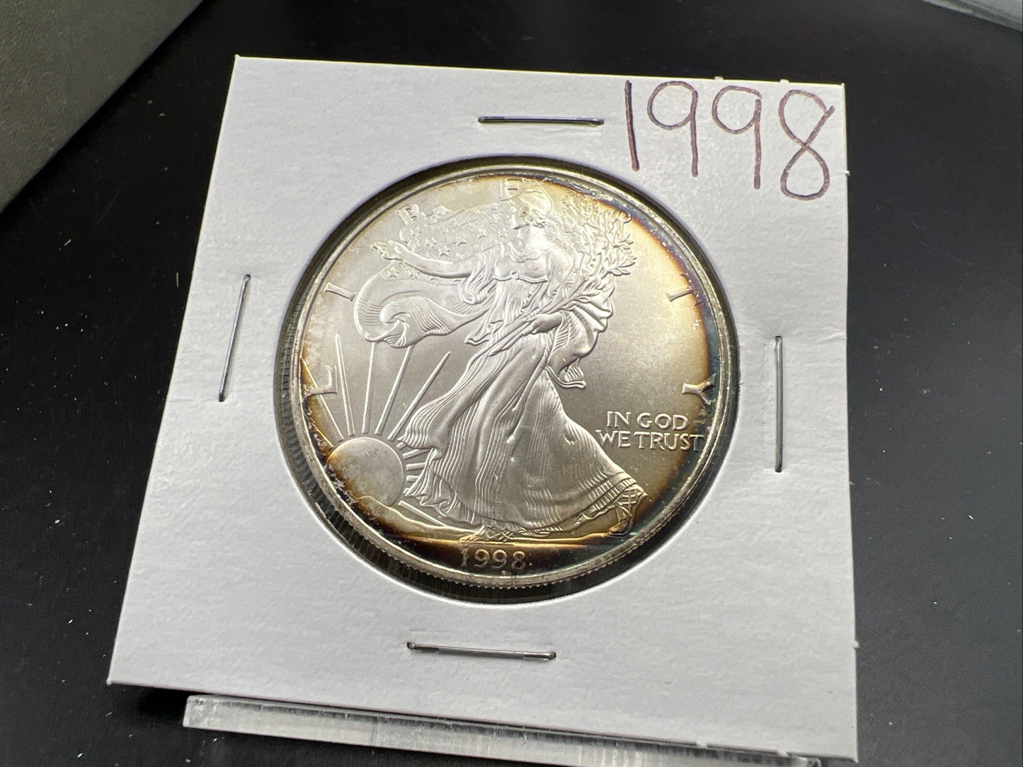 1998 1 Oz American Silver Eagle Gem BU UNC Neat Toning Toner SKU#A