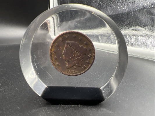 1826 1c Coronet Head Large Cent Penny US Copper Fine Details In Acrylic Display