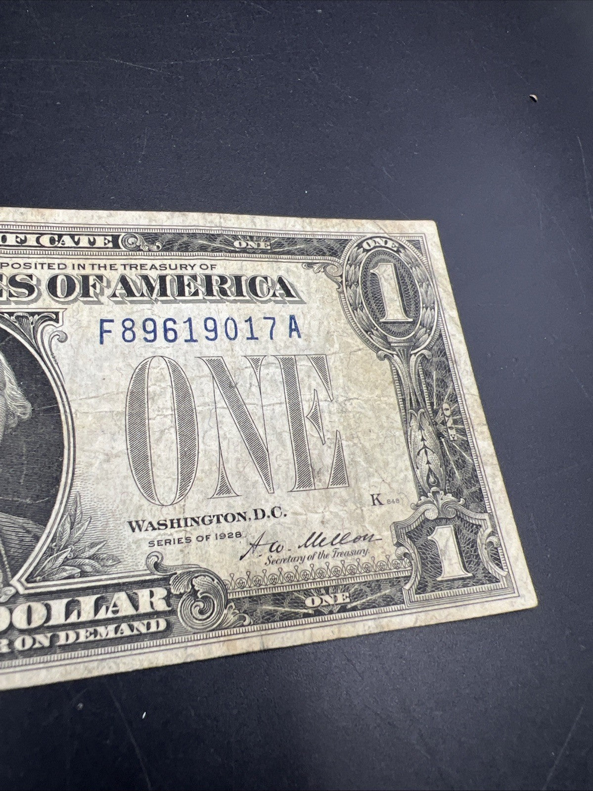 1928 $1 Funnyback Funny Back Silver Certificate Blue Seal Fine Circ017