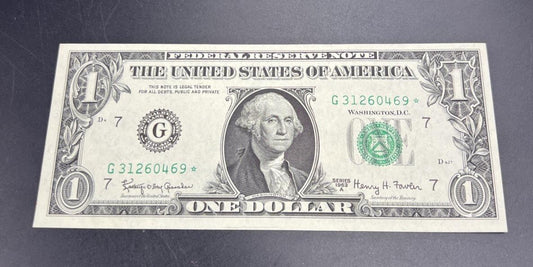 1963 A * Star $1 FRN Federal Reserve Note Green Seal Choice UNC Uncirculated #69