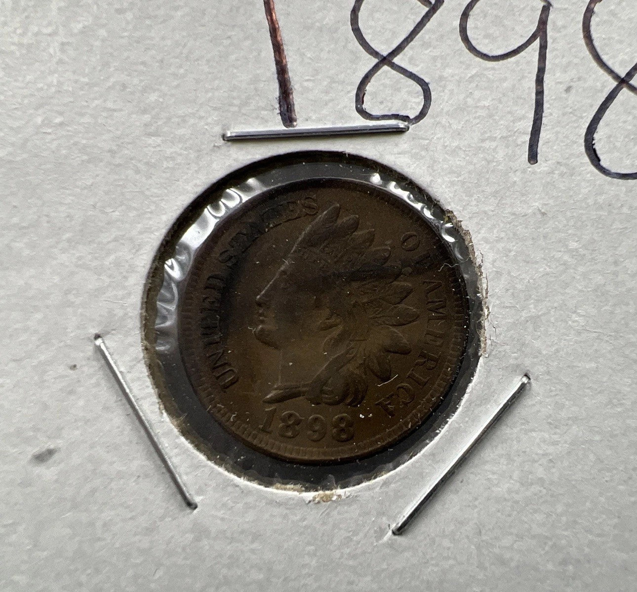 1898 1c Indian Head Cent Penny VF Very Fine Some Toning SKU#A