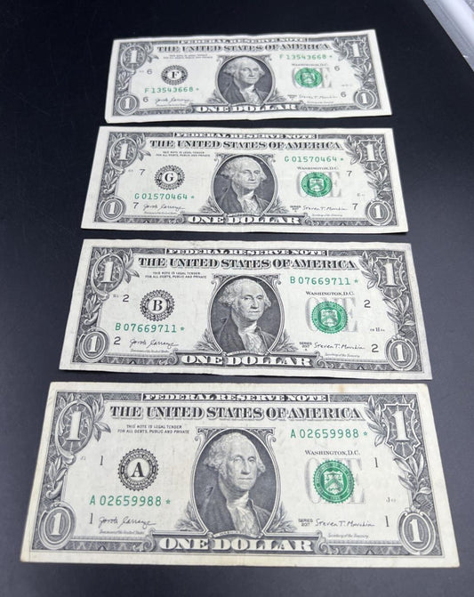 Lot of 4 2017 * Star $1 One Dollar Federal Reserve Notes Circulated #88