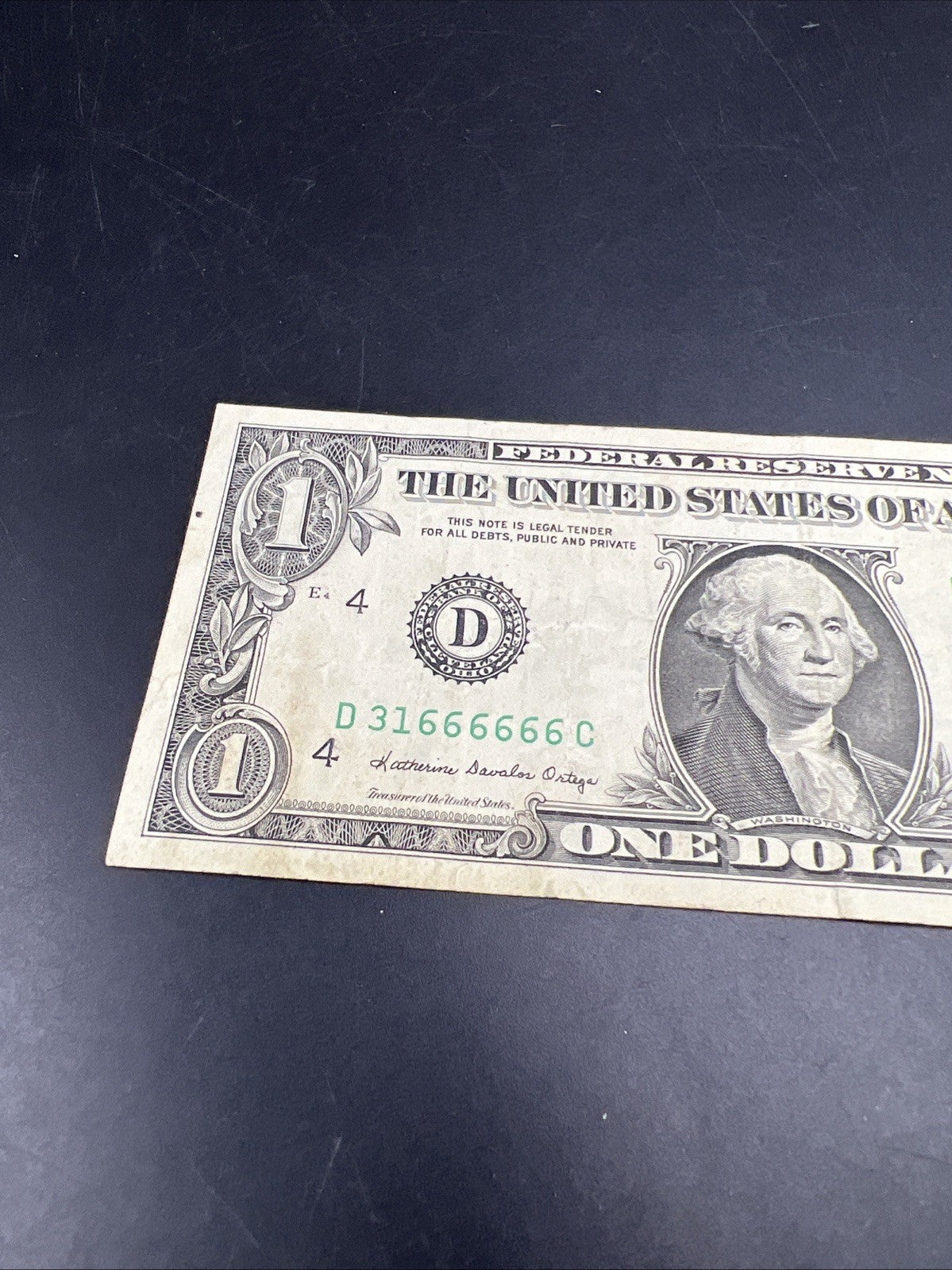 1985 $1 FRN VF Double Devil's Serial Repeater Number #31666666