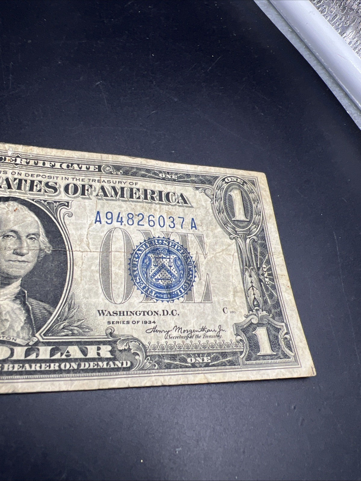 1934 $1 Funnyback Funny Back Silver Certificate Blue Seal CH VG Very Good #37
