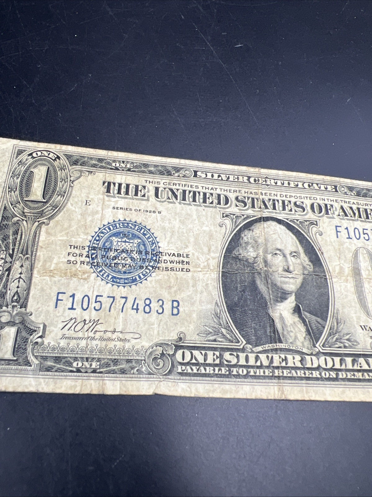 1928 B $1 Funnyback Funny Back Silver Certificate Blue Seal VG Very Good SKU#483