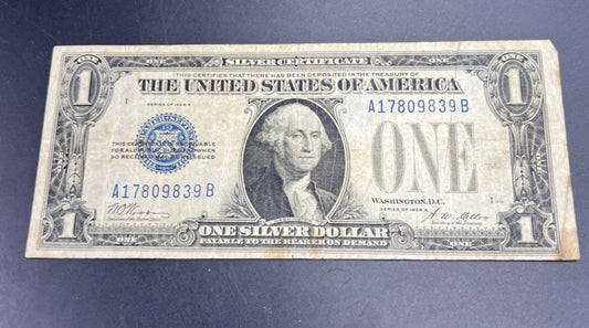 1928 A $1 Funnyback Funny Back Silver Certificate Blue Seal Fine Circ #839