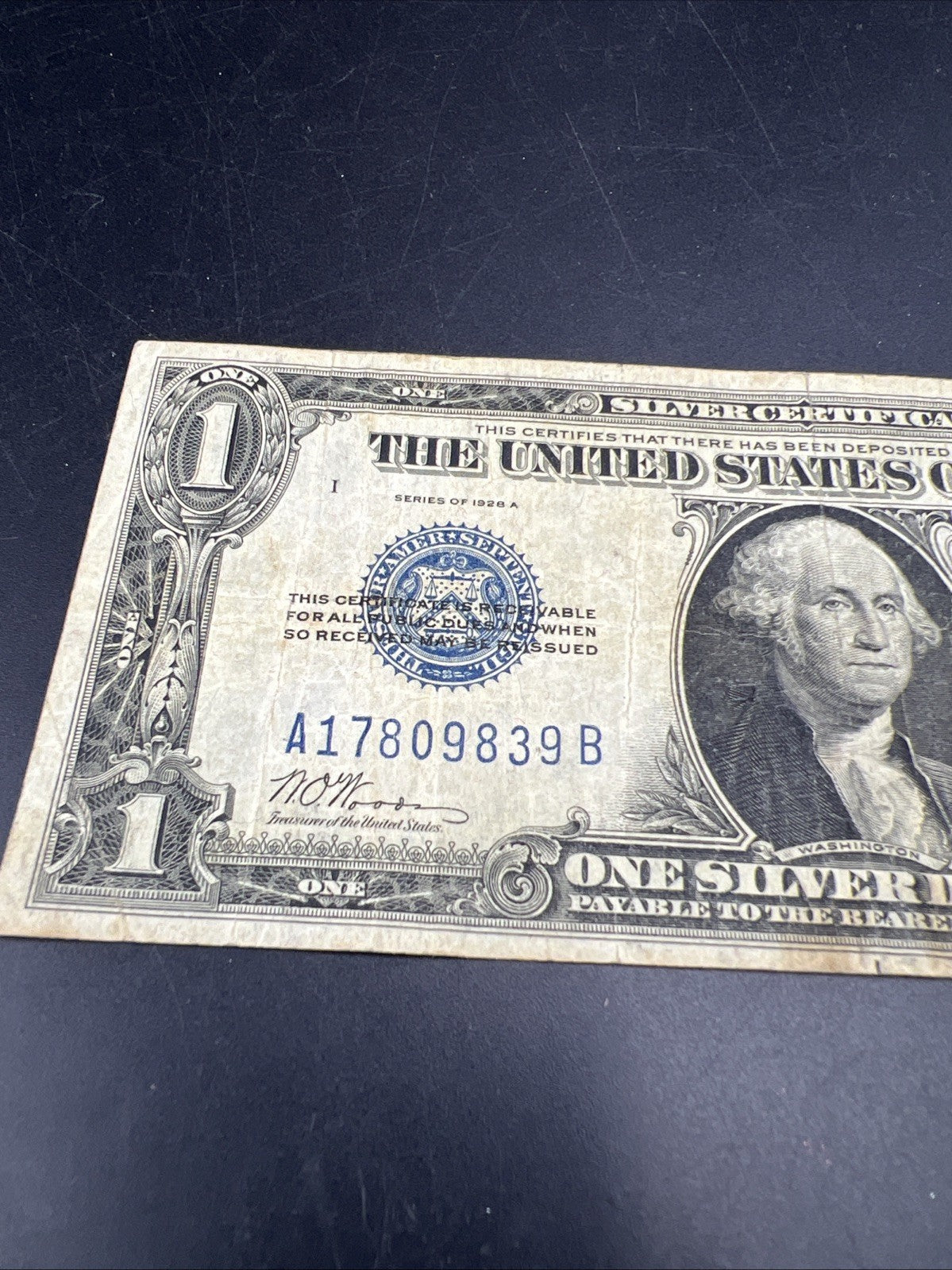 1928 A $1 Funnyback Funny Back Silver Certificate Blue Seal Fine Circ #839