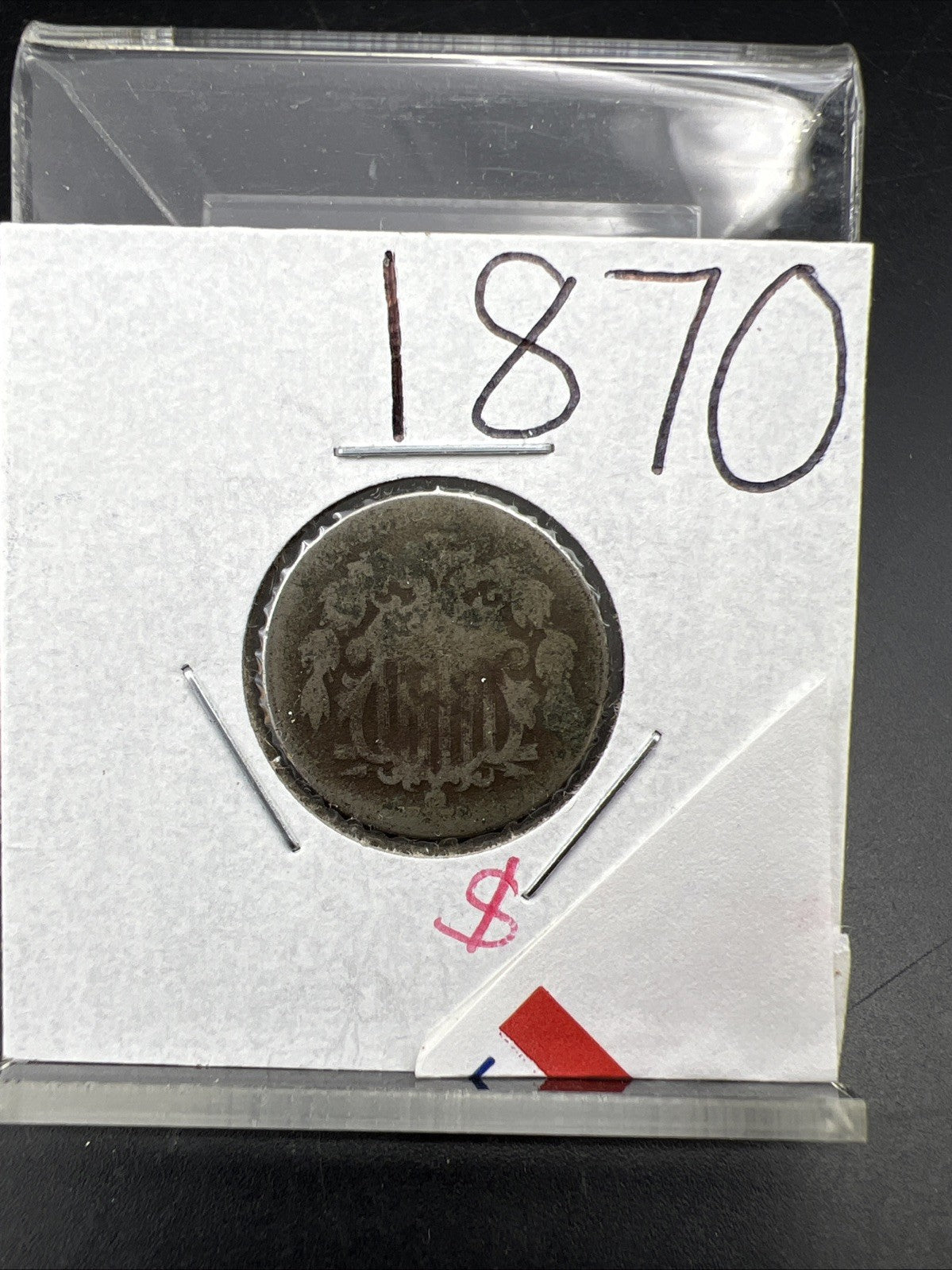 1870 5c Shield Nickel Very Circulated SKU#A