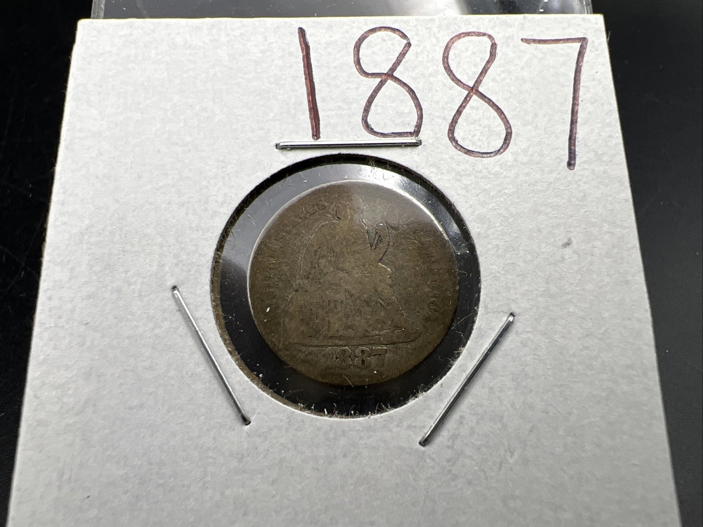 1887 10c Liberty Seated Silver Dime Coin Very Circulated SKU#A