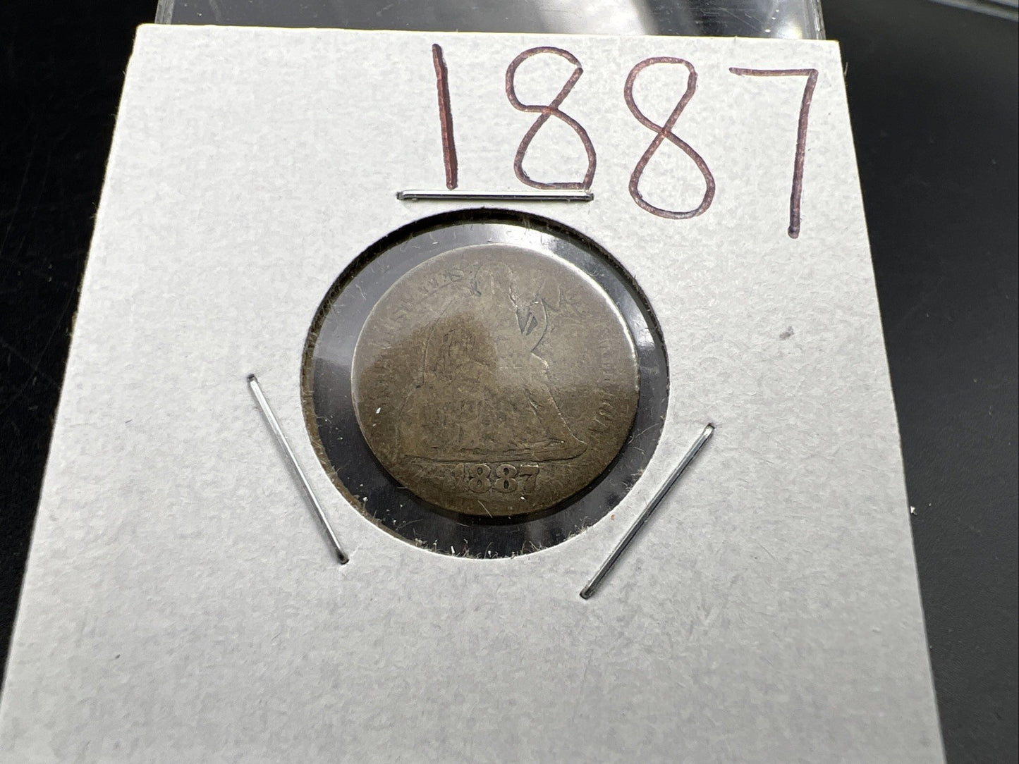 1887 10c Liberty Seated Silver Dime Coin Very Circulated SKU#A