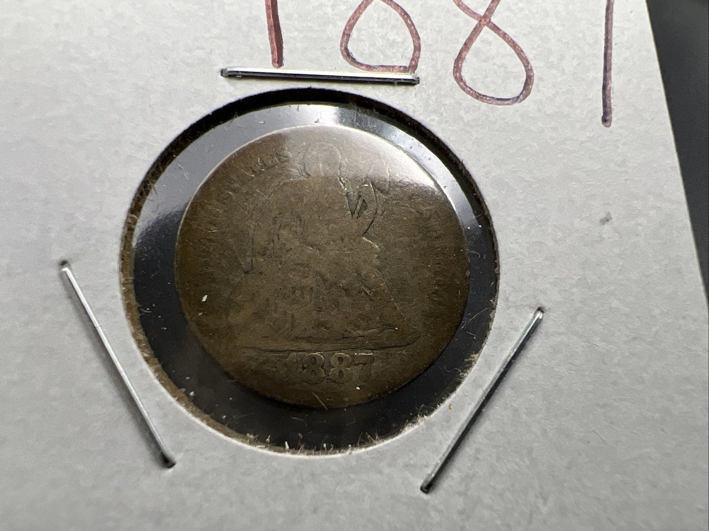 1887 10c Liberty Seated Silver Dime Coin Very Circulated SKU#A