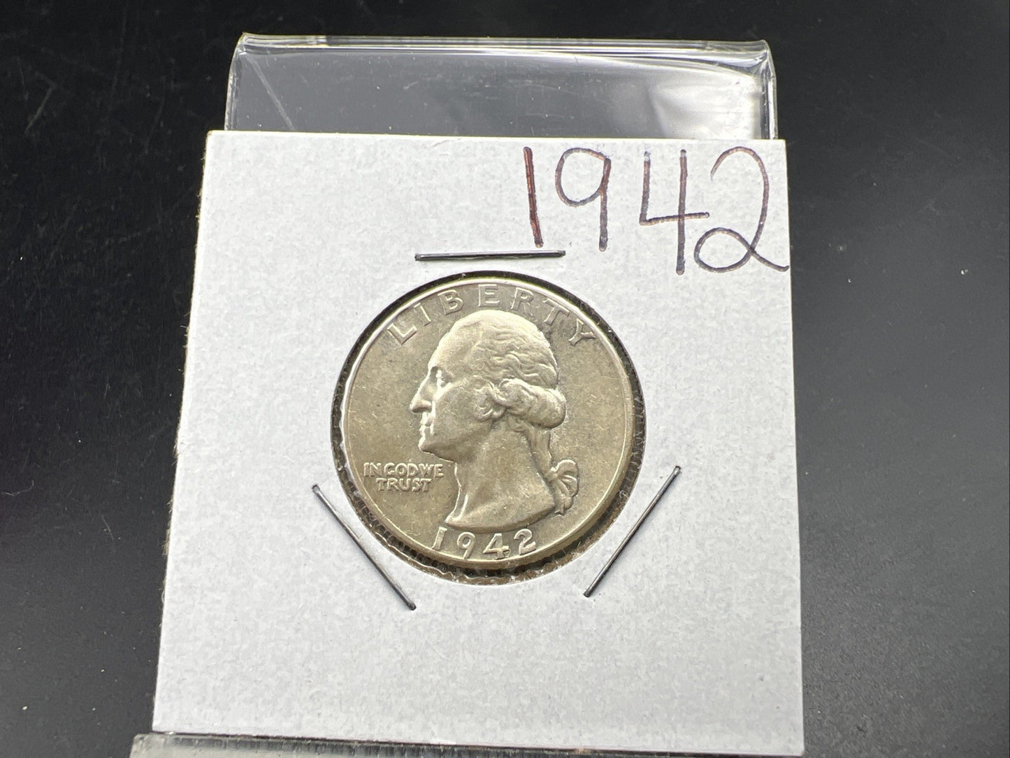 1942 P Washington 90% Silver Quarter AU About UNC WWII Era Coin SKU#A