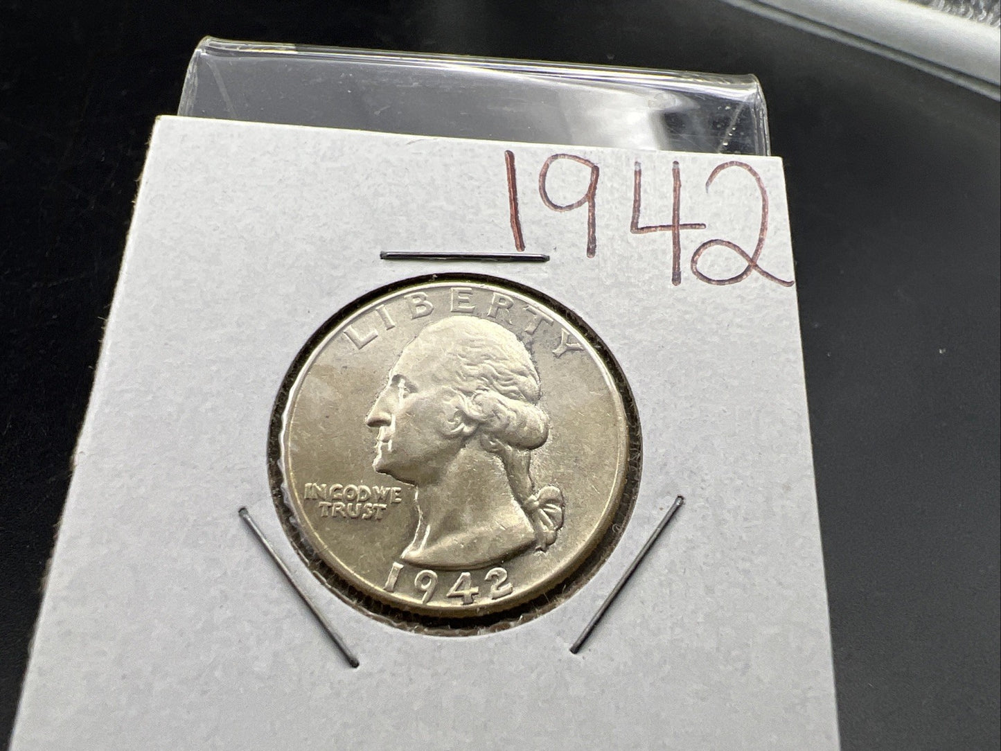 1942 P Washington 90% Silver Quarter AU About UNC WWII Era Coin SKU#A