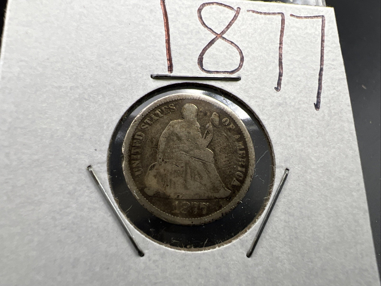 1877 10c Liberty Seated Dime Coin AG About Good Circulated