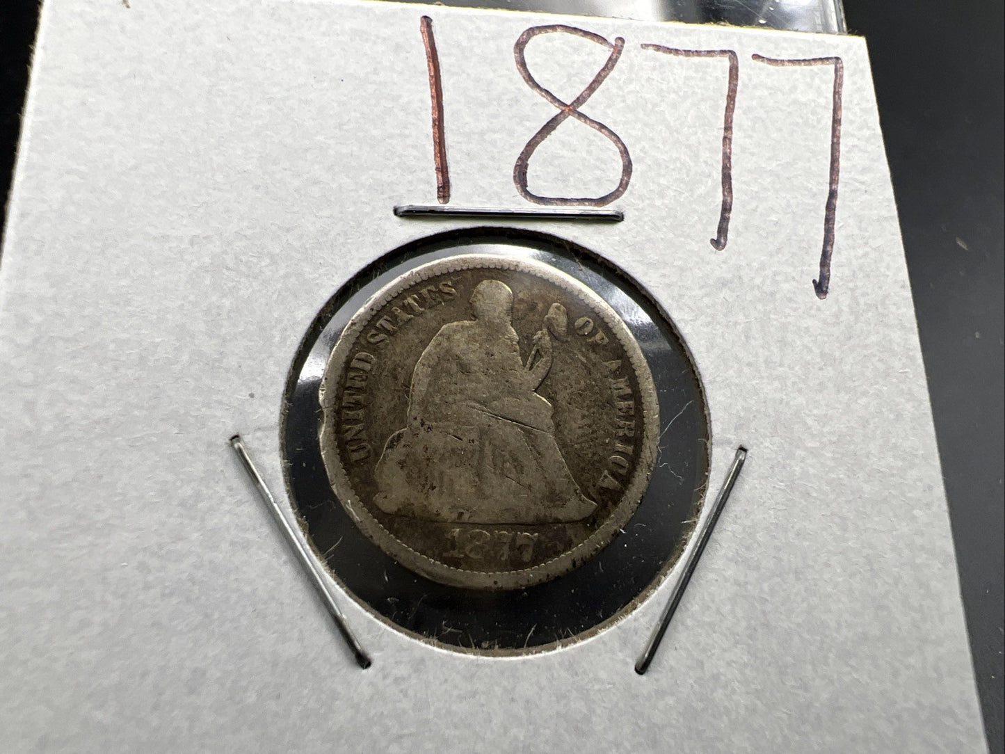 1877 10c Liberty Seated Dime Coin AG About Good Circulated