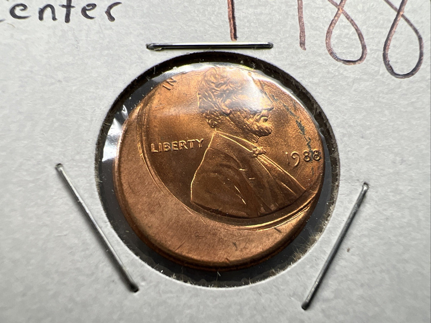 1988 1c Lincoln Memorial Cent Penny 33% Off Center Error Choice UNC SKU#A