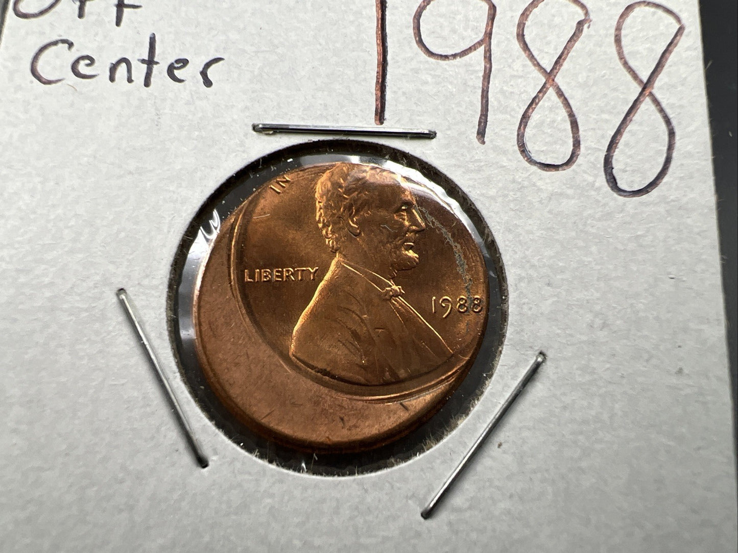1988 1c Lincoln Memorial Cent Penny 33% Off Center Error Choice UNC SKU#A