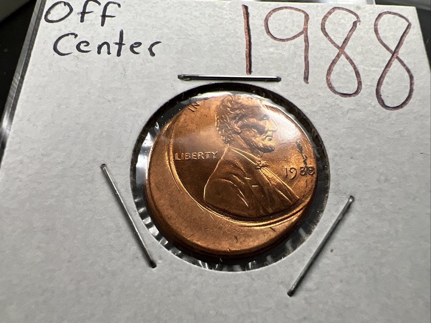 1988 1c Lincoln Memorial Cent Penny 33% Off Center Error Choice UNC SKU#A