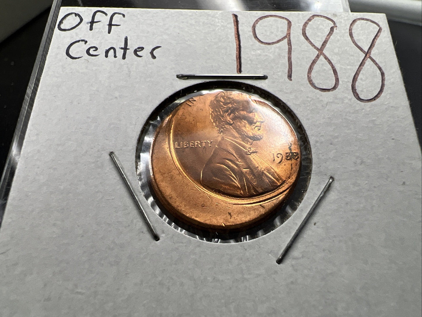 1988 1c Lincoln Memorial Cent Penny 33% Off Center Error Choice UNC SKU#A