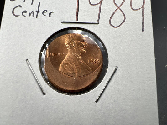 1989 1c Lincoln Memorial Cent Penny 33% Off Center Error Choice UNC SKU#A