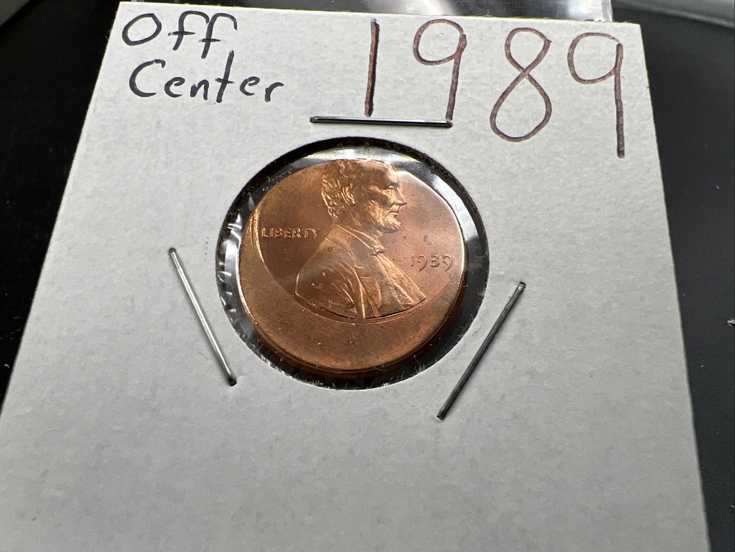 1989 1c Lincoln Memorial Cent Penny 33% Off Center Error Choice UNC SKU#A