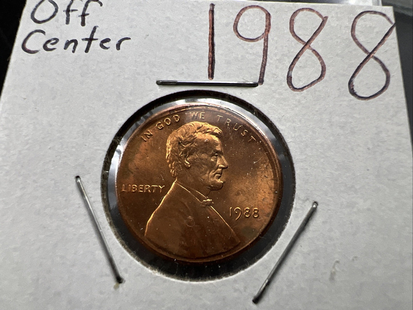1988 1c Lincoln Memorial Cent Penny Broadstrike Off Center Choice UNC SKU#A