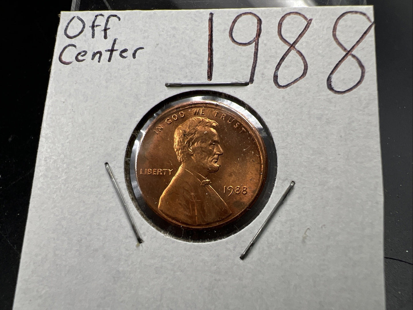 1988 1c Lincoln Memorial Cent Penny Broadstrike Off Center Choice UNC SKU#A